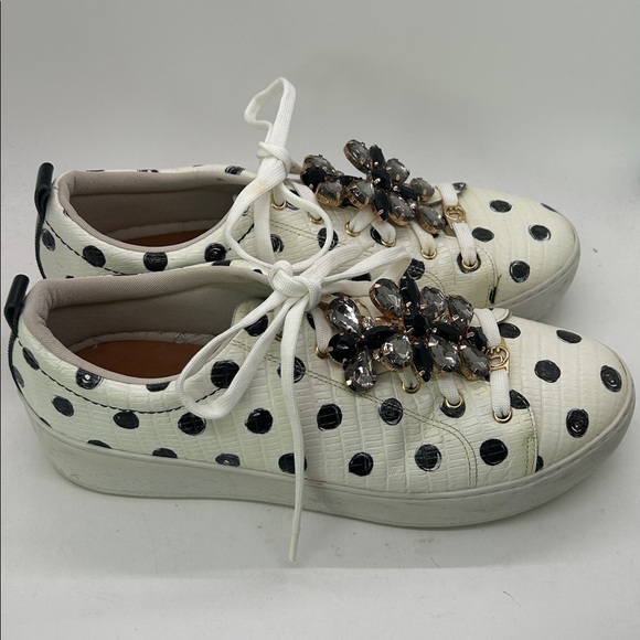 Jorge Bischoff Crystal White/Black Polka Dot Sneakers Shoes **Size 37/US 6**🌺🌺 - Picture 4 of 11